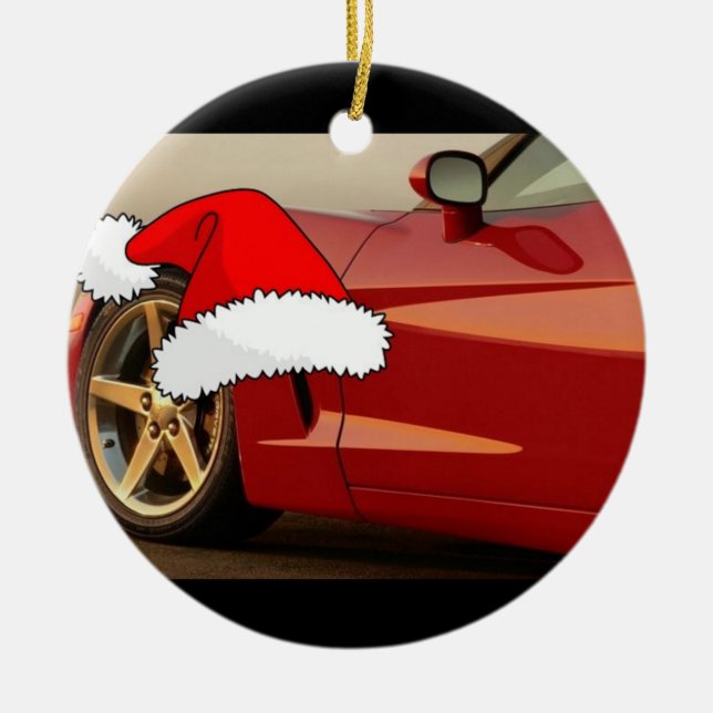 Adorno De Cerámica Navidades Corvette rojo (Frente)
