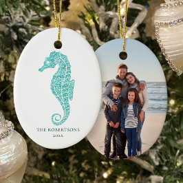 Adorno De Cerámica Navidades costeros del Purpurina Cute Seahorse Aqu