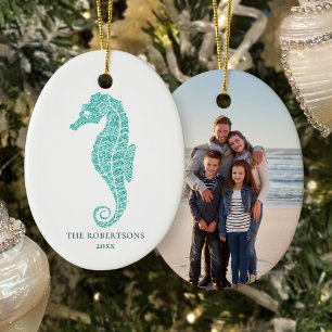 Adorno De Cerámica Navidades costeros del Purpurina Cute Seahorse Aqu