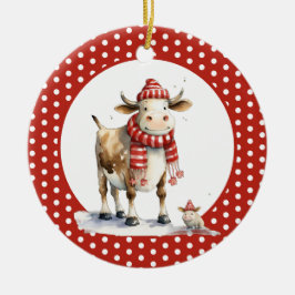 Adorno De Cerámica Navidades Cow Pun