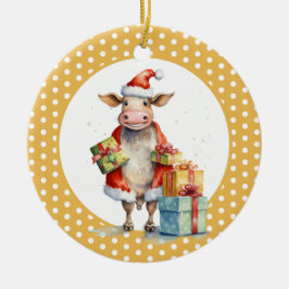Adorno De Cerámica Navidades Cow Pun