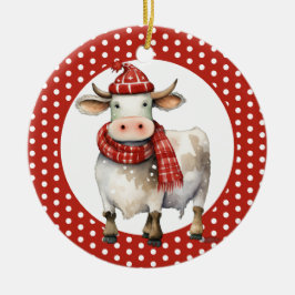 Adorno De Cerámica Navidades Cow Pun