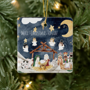 Adorno De Cerámica Navidades cristianos de nombre personalizado
