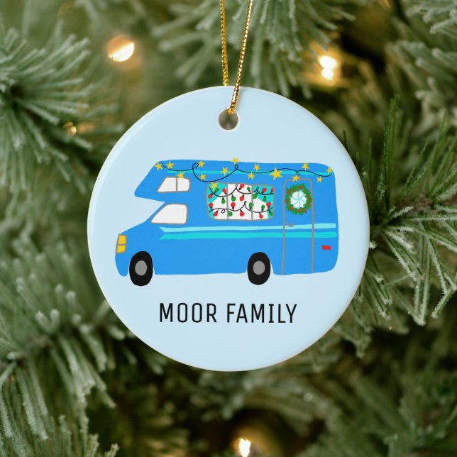 Adorno De Cerámica Navidades Cuidados Camper RV PERSONALIZADO de vaca (Árbol)