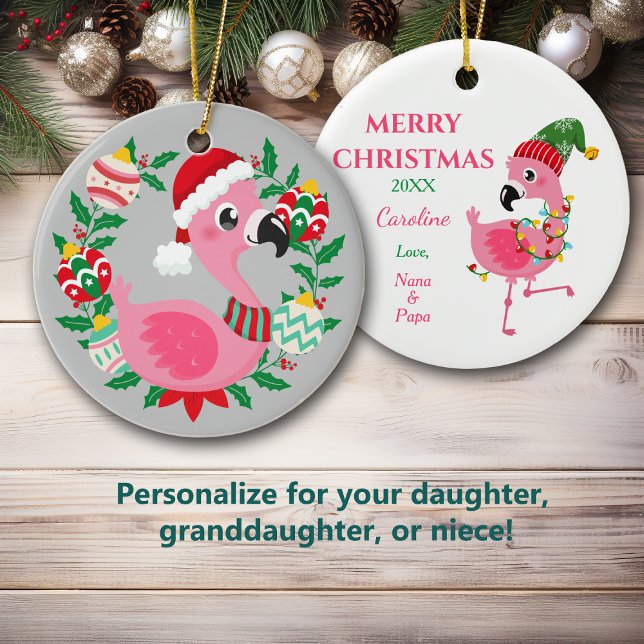 Adorno De Cerámica Navidades Cuidados Flamingo Wreath Nieta (Subido por el creador)