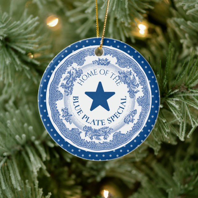 Adorno De Cerámica Navidades culinarios especiales de placa azul (Árbol)