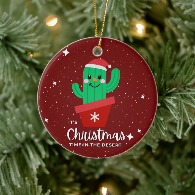 Adorno De Cerámica Navidades Cutos En El Desierto De Santa Cactus (Árbol)