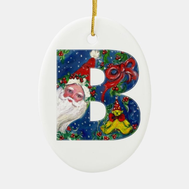 ADORNO DE CERÁMICA NAVIDADES D LETTER / SANTA CLAUS CON RIBBON ROJO (Frente)