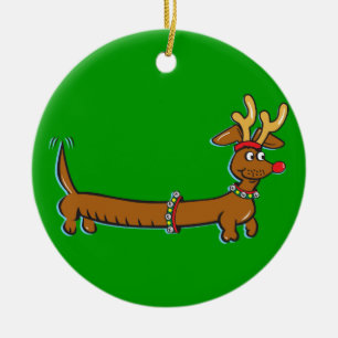Adorno De Cerámica Navidades Dachshund