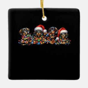 Adorno De Cerámica Navidades Dachshund Puppies