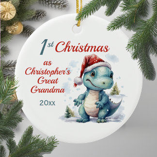 Adorno De Cerámica Navidades de 1° lindo Dinosaurio