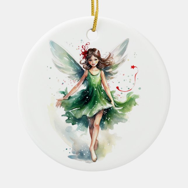 Adorno De Cerámica Navidades de acuarela (Frente)