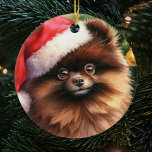 Adorno De Cerámica Navidades de acuarela de color marrón chocolate<br><div class="desc">Cute acuarela Chocolate Ornamento de Navidad Pomerania con tonos vintage y un árbol de Navidad en el fondo. El regalo perfecto para los amantes del pomerania que poseen una pompa marrón chocolate.</div>