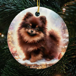 Adorno De Cerámica Navidades de acuarela de color marrón marrón adora<br><div class="desc">Captura la esencia de la estación con nuestro Adorable Brown Pomeranian Watercolor Navidades Cerámica Ornament. Esta encantadora decoración se caracteriza por una deliciosa acuarela que retrata a un pomerania marrón chocolate,  lo que la convierte en una adición única y entrañable a su decoración festiva.</div>