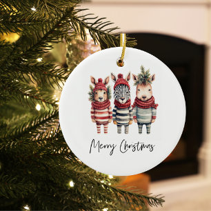 Adorno De Cerámica Navidades de acuarela de época animales