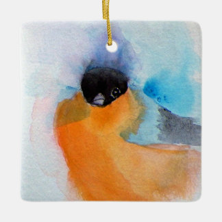 Adorno De Cerámica Navidades de acuarela de invierno Bird