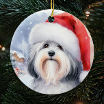 Adorno De Cerámica Navidades de acuarela de perro de La Habana Gris<br><div class="desc">Mejore su decoración de vacaciones con nuestros Navidades de acuarela de perro de La Habana Gris, adorno cerámico, mostrando una elegante representación de su apreciado hayano en un diseño de acuarela. Este único adorno le aporta un toque artístico a su árbol de Navidad, capturando la elegancia de la raza. Un...</div>
