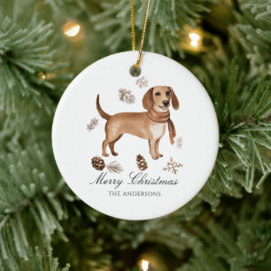 Adorno De Cerámica Navidades de acuarela de perro personalizados
