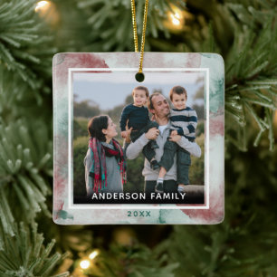 Adorno De Cerámica Navidades de acuarela elegantemente fotográfica de