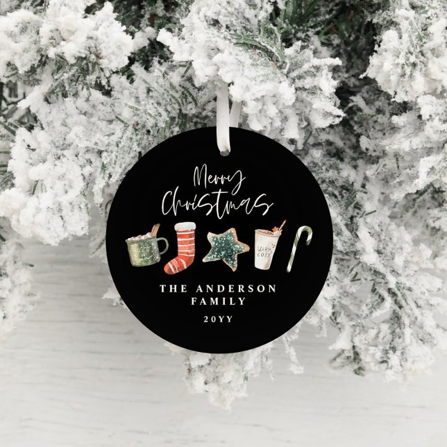 Adorno De Cerámica Navidades de acuarela galletas beben caramelos (Subido por el creador)