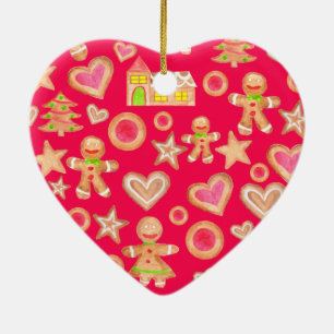 Adorno De Cerámica navidades de acuarela galletas de pan de jengibre
