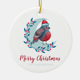 Adorno De Cerámica Navidades De Acuarela Personalizados Pájaros En La