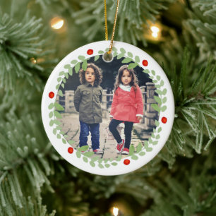 Adorno De Cerámica Navidades de acuarela Wreath Photo