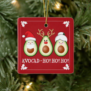 Adorno De Cerámica Navidades de Aguacado Santa, Rudolph y Claus