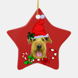 Adorno De Cerámica Navidades de Airedale Terrier