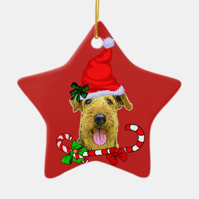Adorno De Cerámica Navidades de Airedale Terrier (Frente)