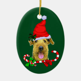 Adorno De Cerámica Navidades de Airedale Terrier