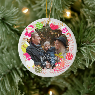 Adorno De Cerámica Navidades de alegría. Foto de Gray