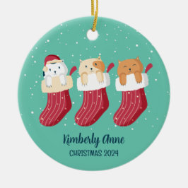 Adorno De Cerámica Navidades de almacenamiento de gatos Kitty Snowy v