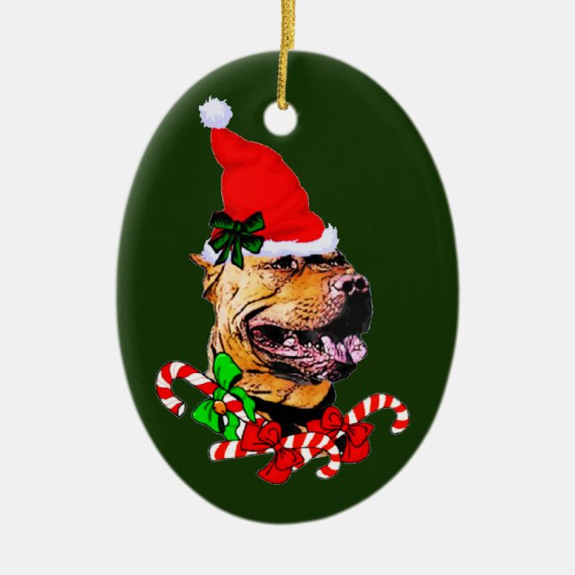 Adorno De Cerámica Navidades de American Pit Bull Terrier (Frente)
