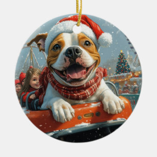 Adorno De Cerámica Navidades de American Staffordshire Dog