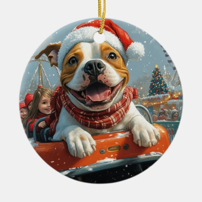 Adorno De Cerámica Navidades de American Staffordshire Dog (Frente)