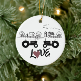 Adorno De Cerámica Navidades de AMOR de Pareja Tractor Personalizado