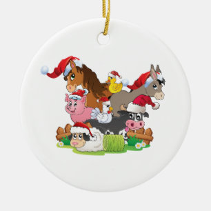 Adorno De Cerámica Navidades de animales de granja