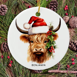 Adorno De Cerámica Navidades de animales de la granja Highland Cow