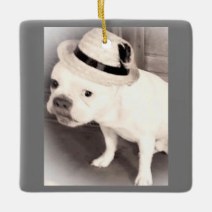 Adorno De Cerámica Navidades de animales sucios del Bulldog francés d