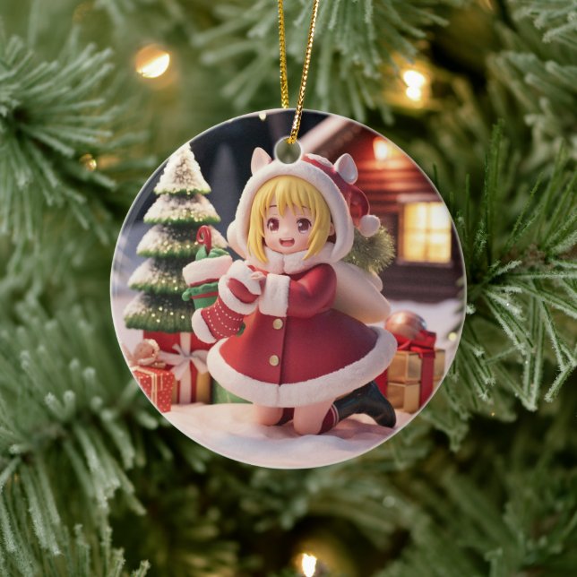 Adorno De Cerámica Navidades de Anime Chica (Árbol)