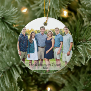 Adorno De Cerámica Navidades de año de nombre fotográfico familiar