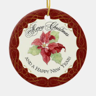 Adorno De Cerámica Navidades de Año Nuevo Juntos Poinsettia Personali