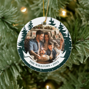 Adorno De Cerámica Navidades de árbol de pino de fotografía familiar