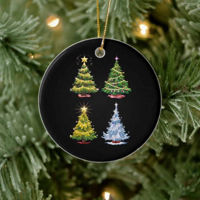 Adorno De Cerámica Navidades de árbol verde feriado invierno (Árbol)