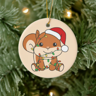 Adorno De Cerámica Navidades de ardilla Animales de Invierno Vacacion