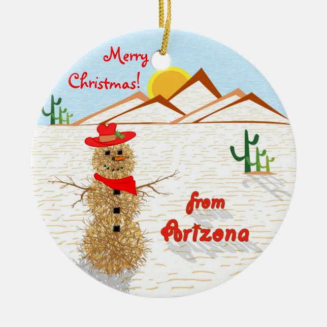 Adorno De Cerámica Navidades de Arizona Tumbleweed (Frente)