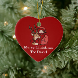 Adorno De Cerámica Navidades de arte de la línea de ciervos y Santa m