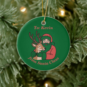 Adorno De Cerámica Navidades de arte de la línea de ciervos y Santa m