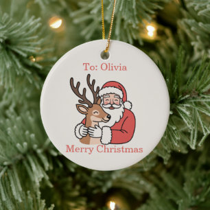 Adorno De Cerámica Navidades de arte de la línea de ciervos y Santa m
